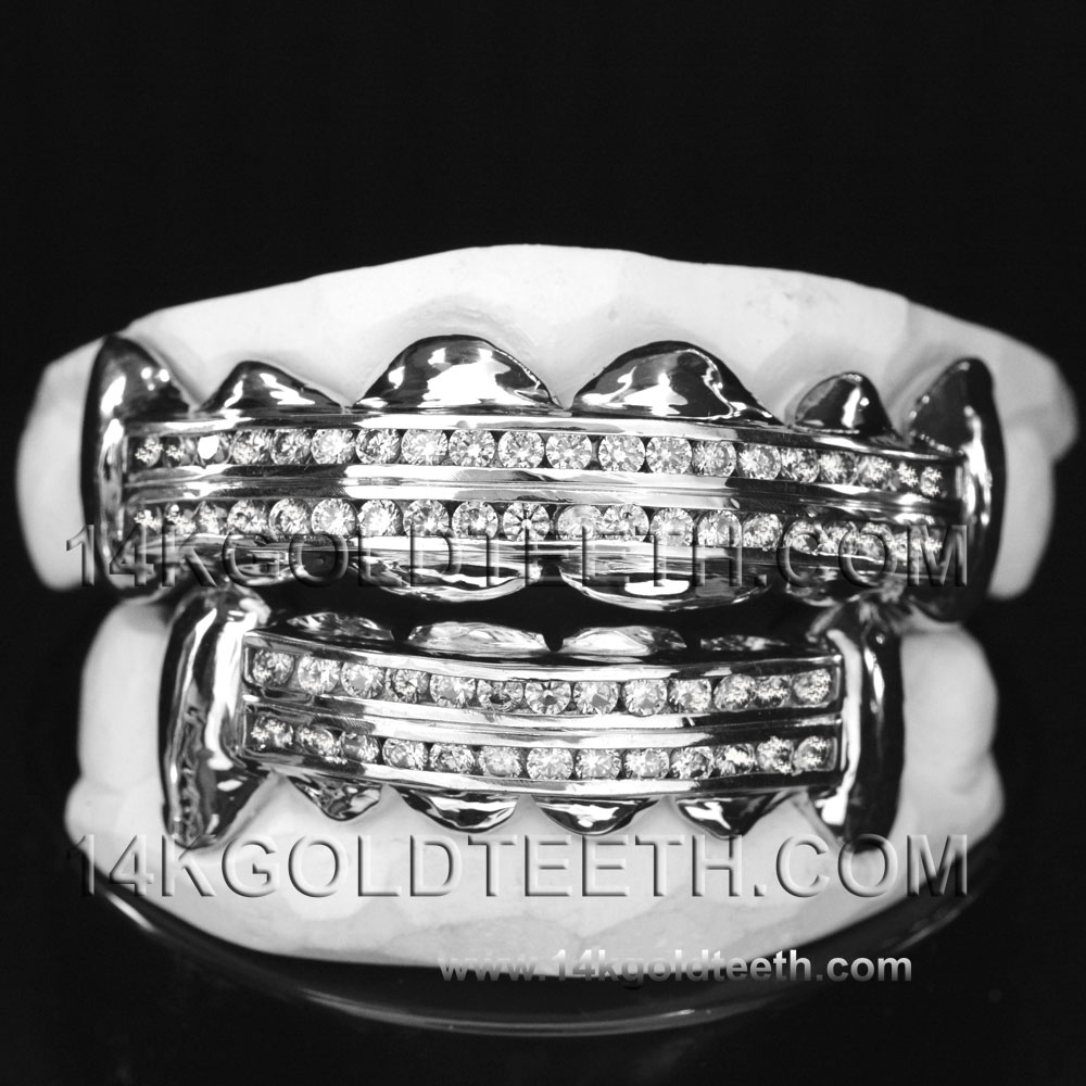 Iced Out Silver Grillz - ICS 40301