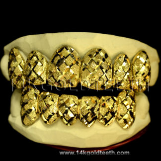 Diamond Dust Yellow Gold Teeth Grillz - DD 90007