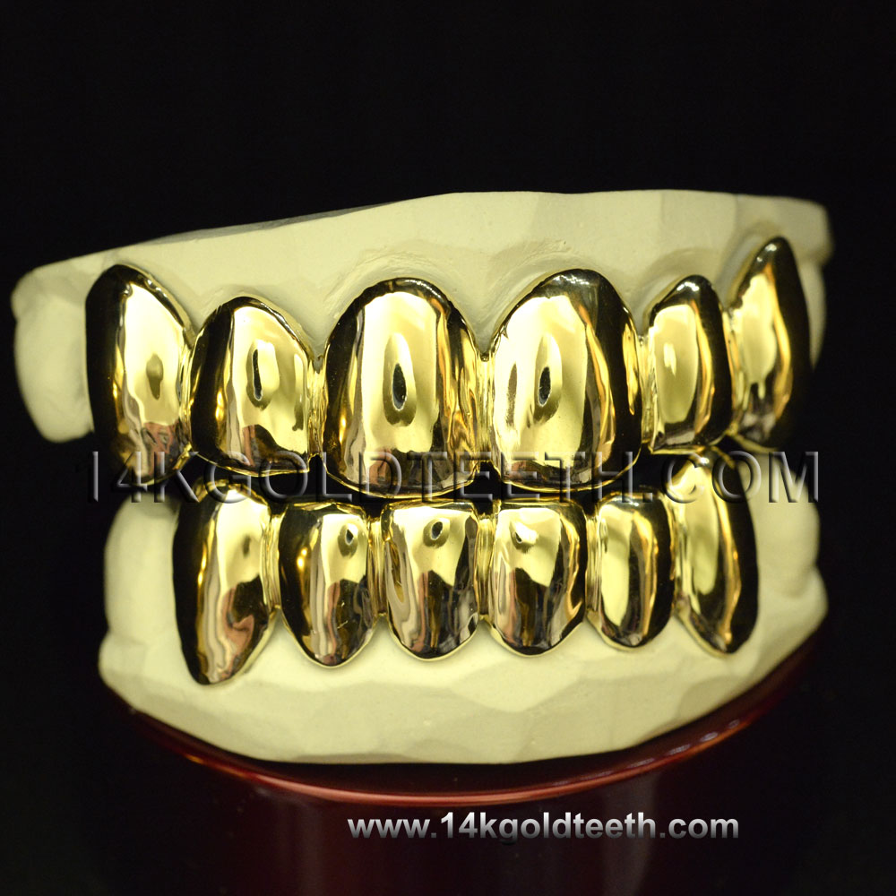 Deep Cut Yellow Gold Teeth Grillz - DY 50001