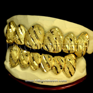 Silver Diamond Dust and Cut Grillz with 18k Yellow Gold Plated - SP 114