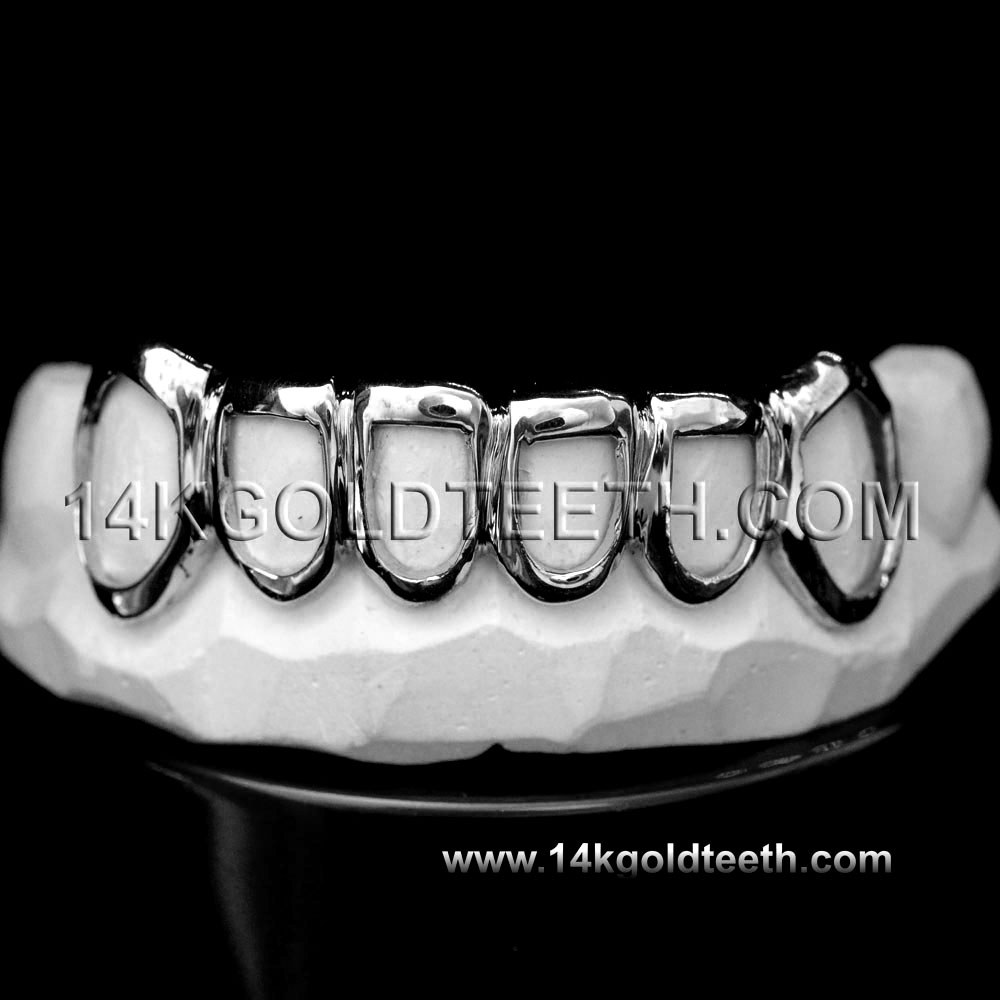 Bottom White Gold Teeth Grillz - BW 20203