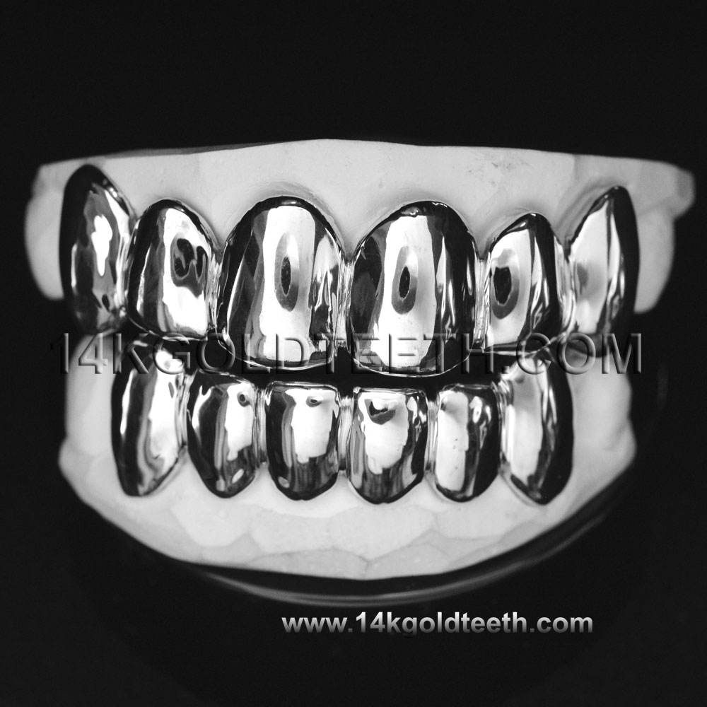 Deep Cut White Gold Teeth Grillz - DW 50201