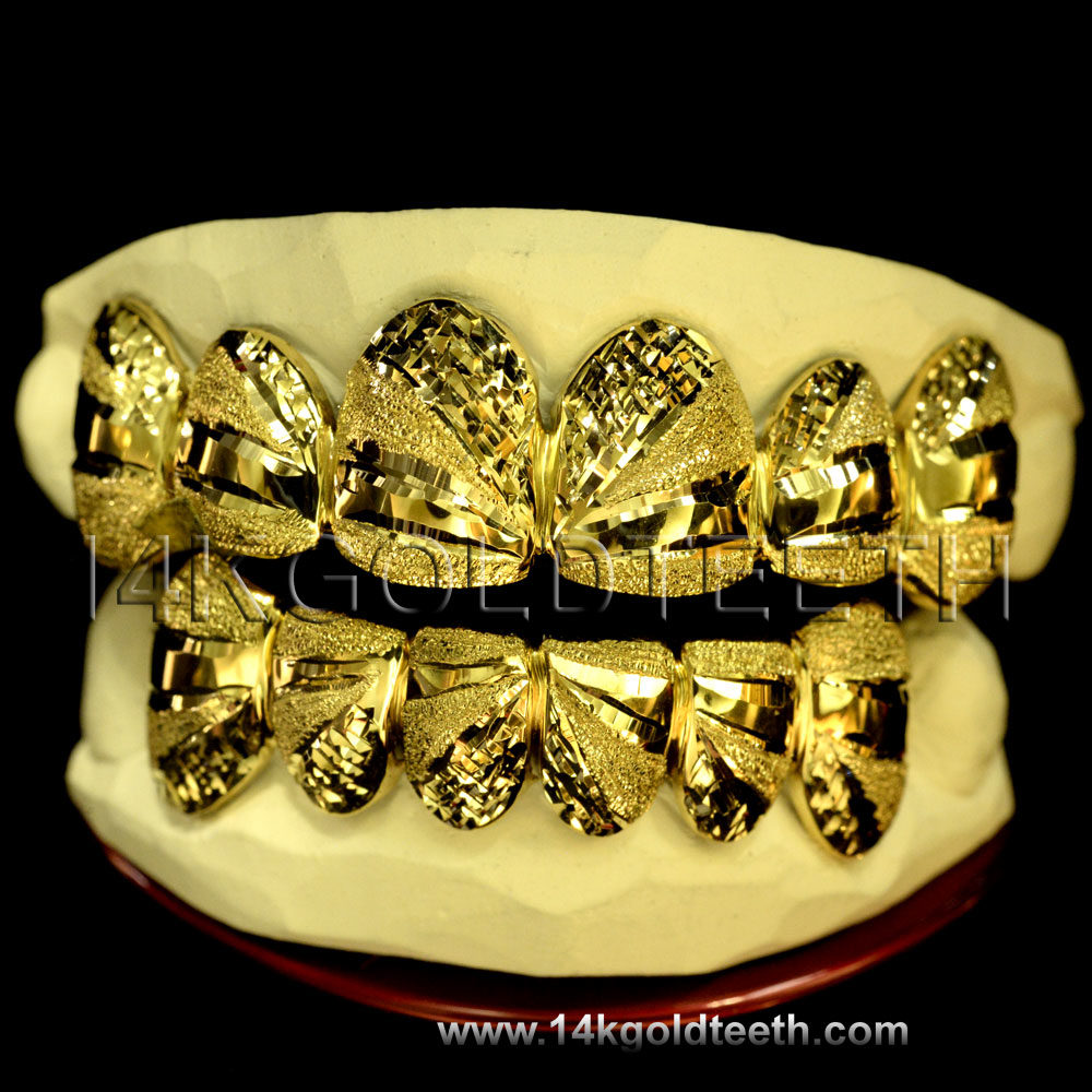 Diamond Dust Yellow Gold Teeth Grillz - DD 90004