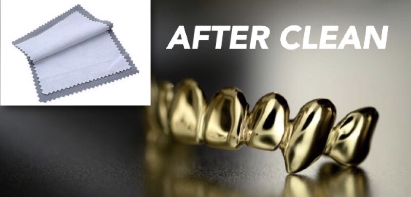 Cleaning gold teeth with cloth