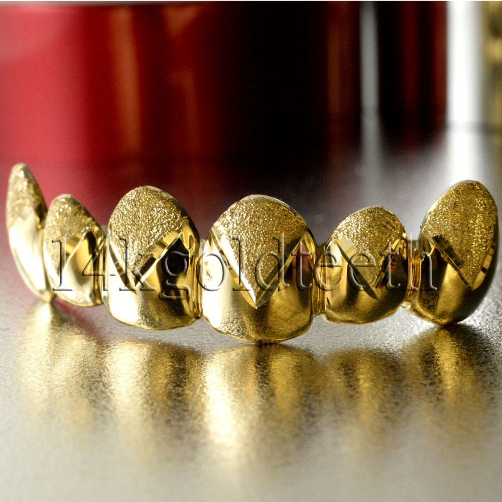 Diamond Dust Yellow Gold Teeth Grillz DD 90016