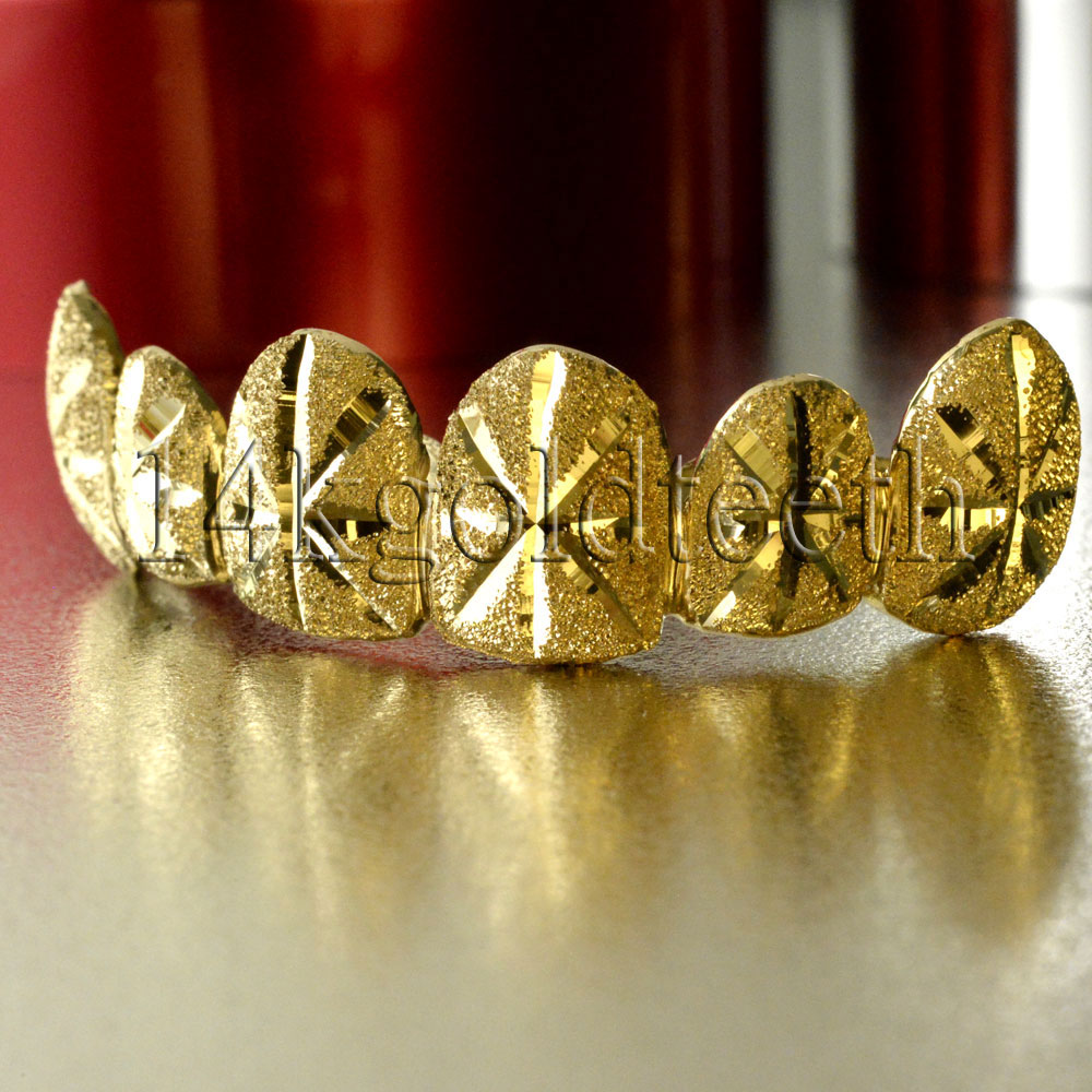 Diamond Dust Yellow Gold Teeth Grillz DD 90011