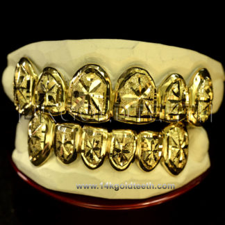 Diamond Dust Yellow Gold Teeth Grillz - DD 90011