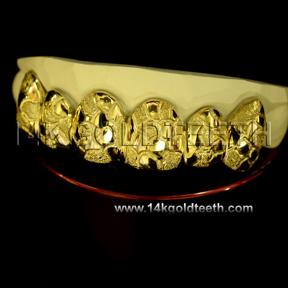Diamond Dust Yellow Gold Teeth Grillz - DD 90020