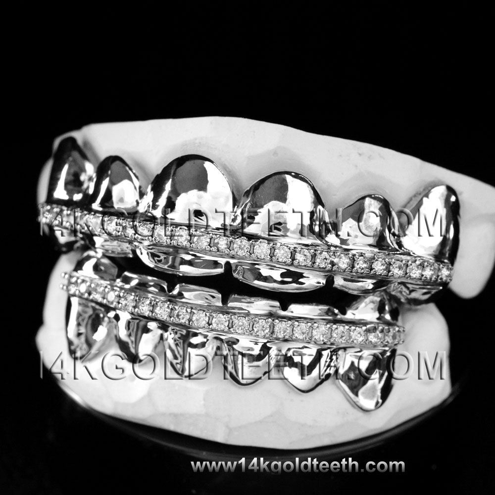 Iced Out Silver Grillz - ICS 40302