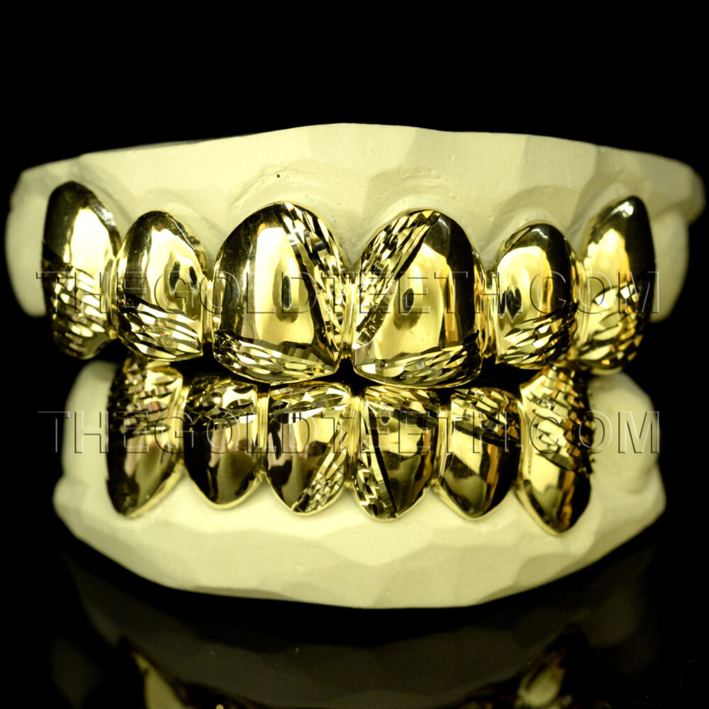 Silver Diamond Cut Grillz with 18k Yellow Gold Plated - SP 200