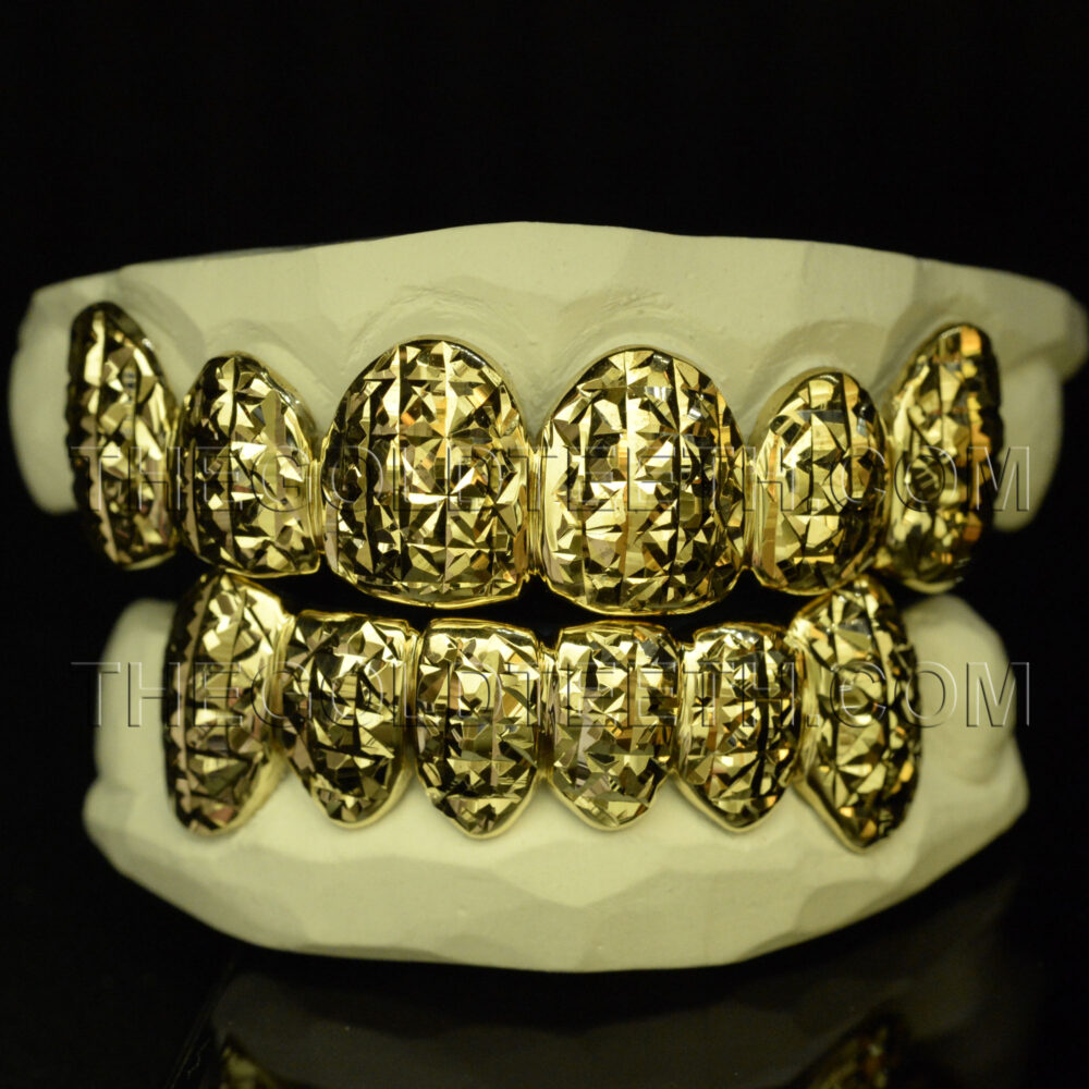 Silver Princess Cut Grillz with 18k Yellow Gold Plated - SP 208