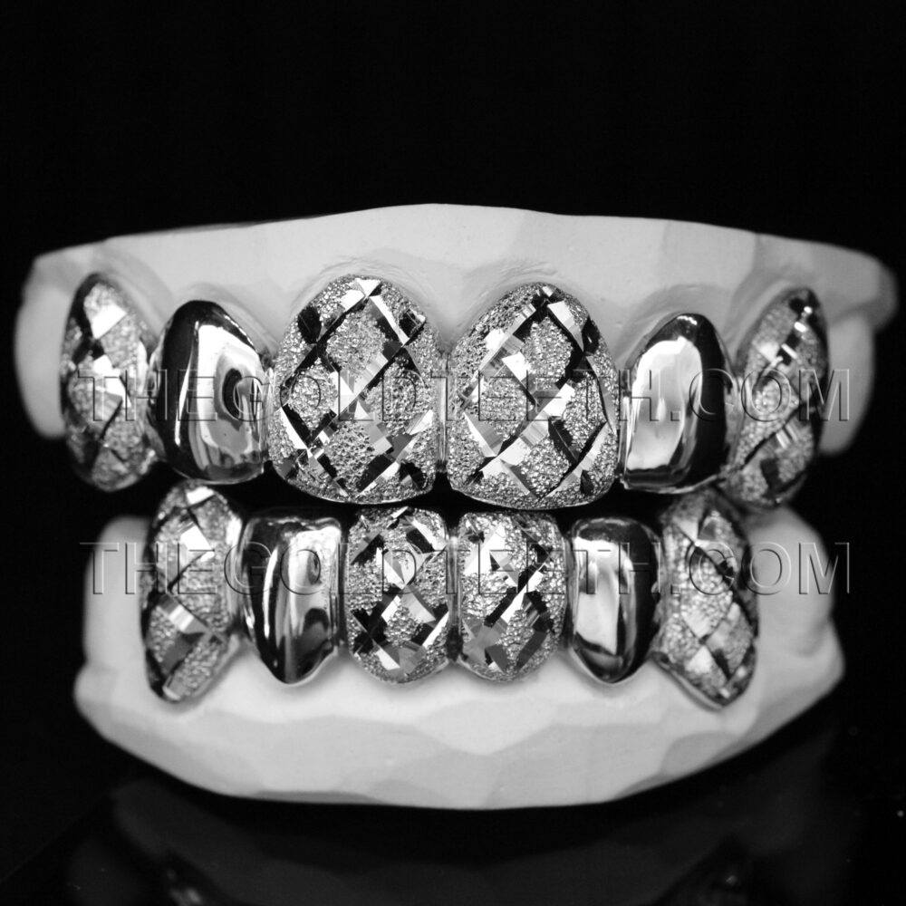 Sterling Silver Diamond Dust and Cut Grillz - SS 322
