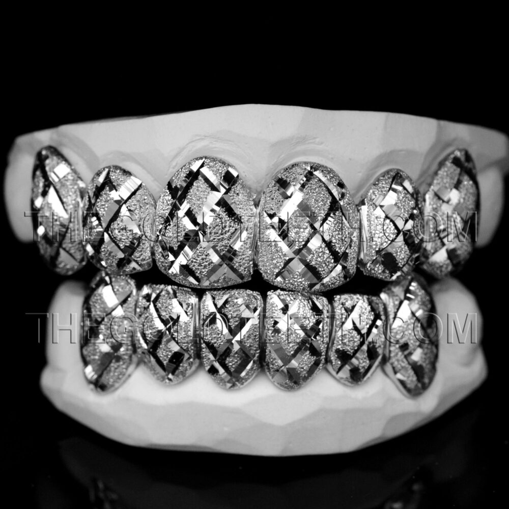 Sterling Silver Diamond Dust and Cut Grillz - SS 301