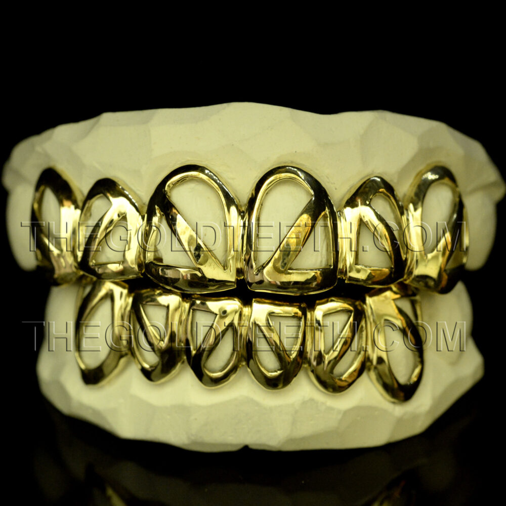 Silver Open Face Grillz with 18k Yellow Gold Plated - SP 211