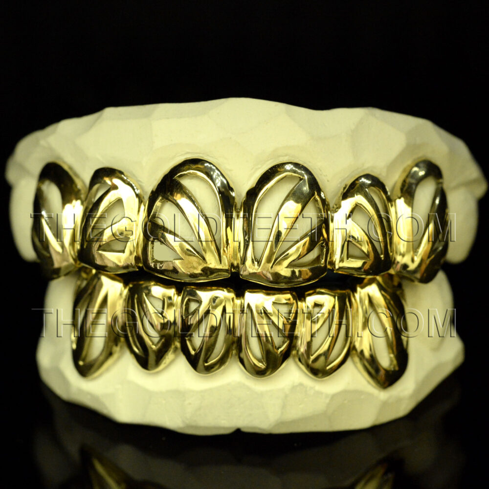 Silver Open Face Grillz with 18k Yellow Gold Plated - SP 213