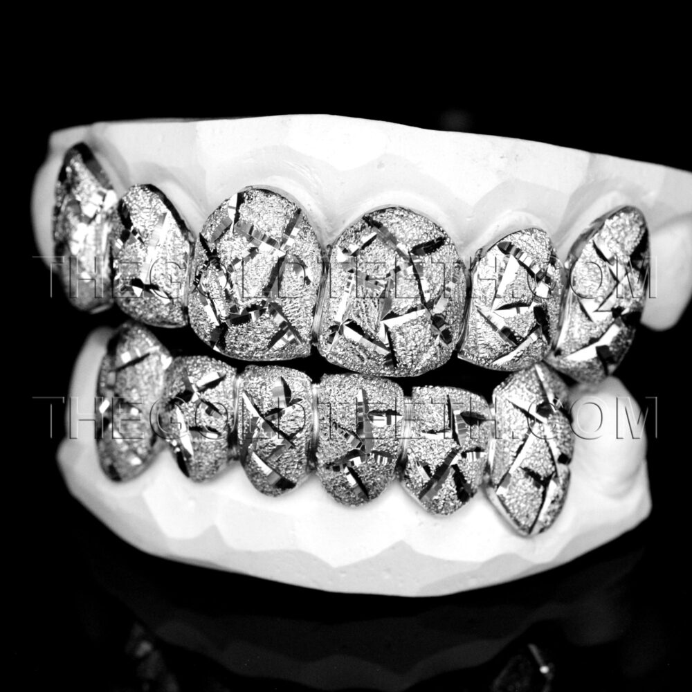 Sterling Silver Diamond Dust and Cut Grillz - SS 307