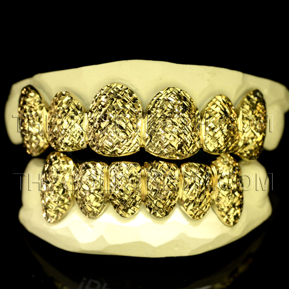 Silver Trillion Cut Grillz with 18k Yellow Gold Plated - SP 216