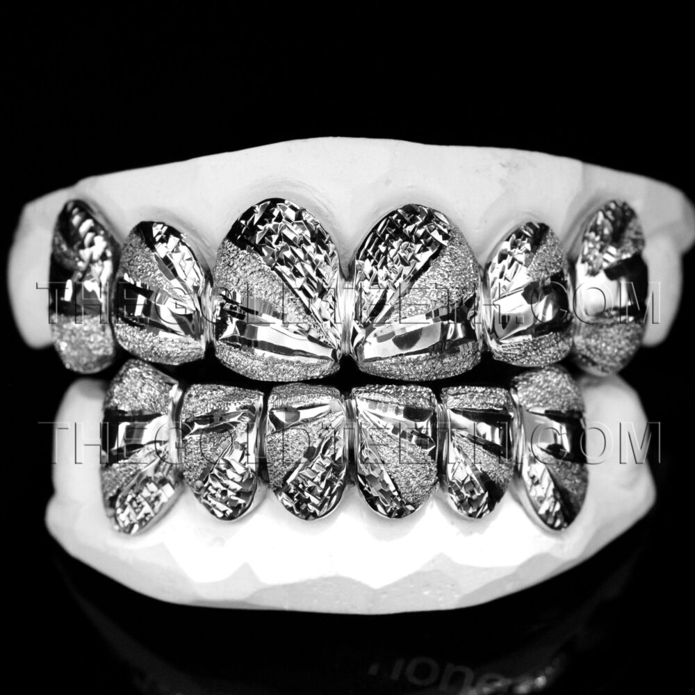 Sterling Silver Diamond Dust and Cut Grillz - SS 312