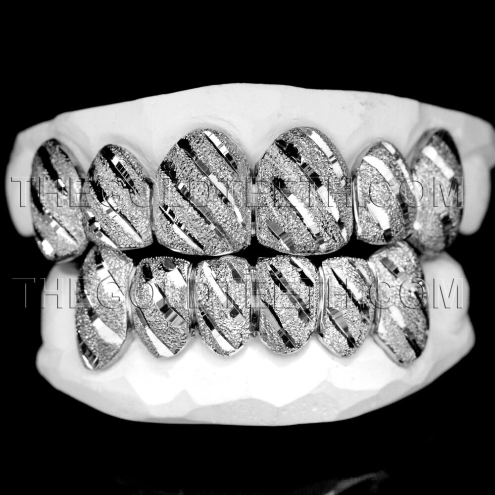 Sterling Silver Diamond Dust and Cut Grillz - SS 314