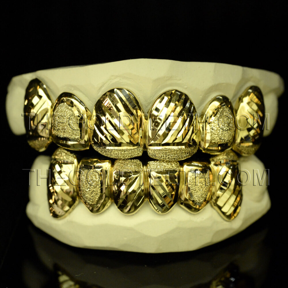 Silver Diamond Dust Grillz with 18k Yellow Gold Plated - SP 205